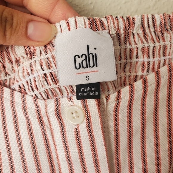 Cabi Carnival Striped Button Front Square Neck Puff Sleeve Blouse Womens S - Picture 11 of 11